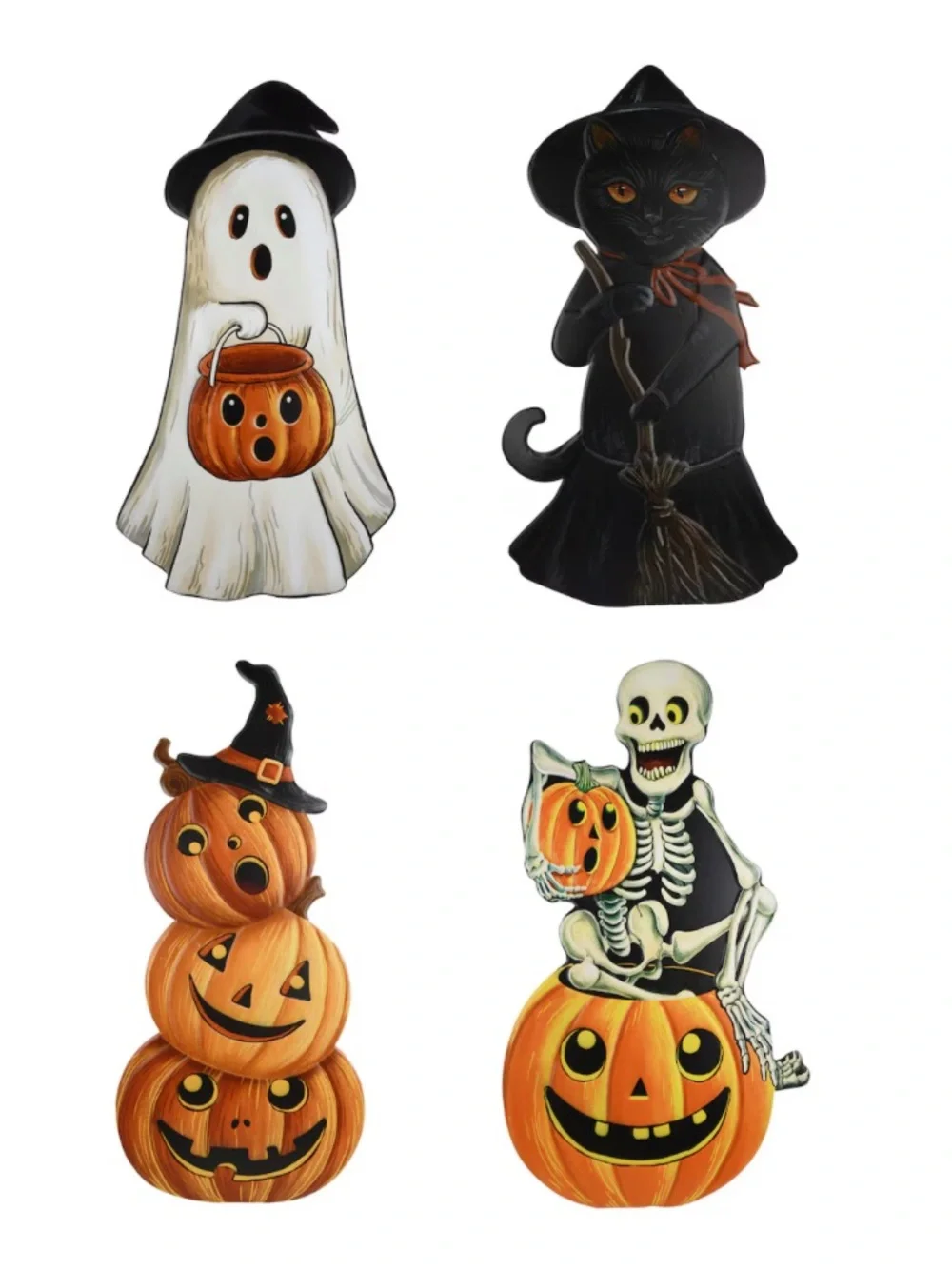 NWT- 23” Black Cat Witch Halloween Metal Easel Stand Porch Sign Decoration
